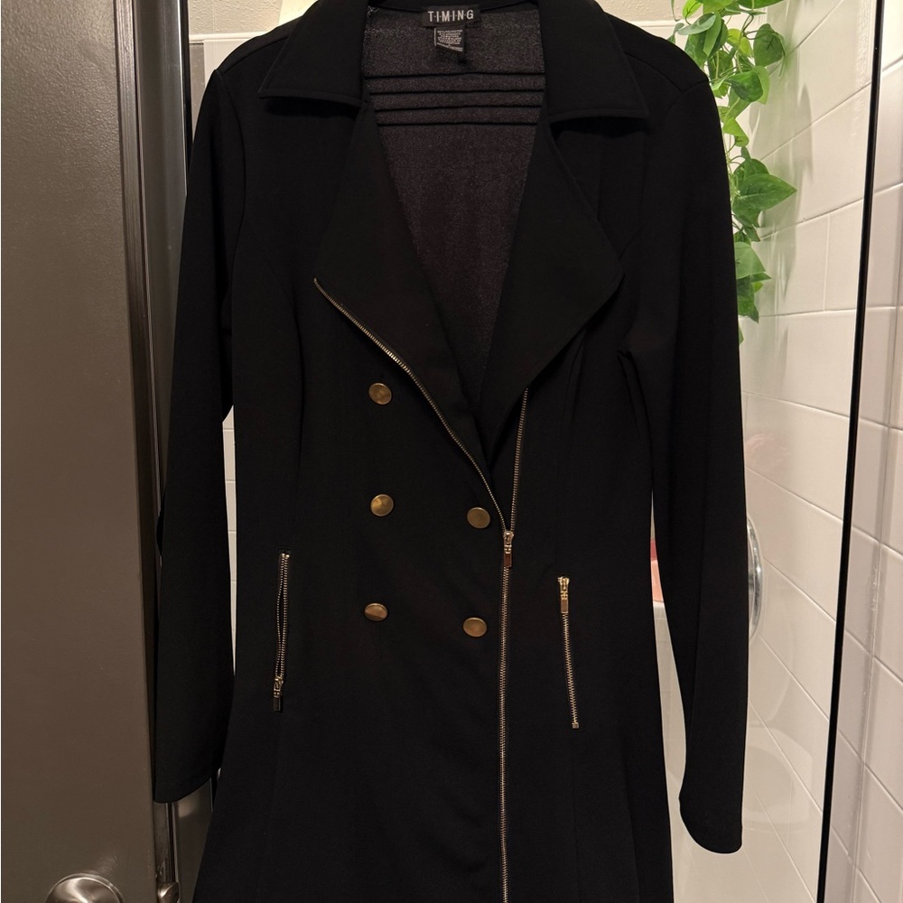 Timing Black Double-Breasted Coat